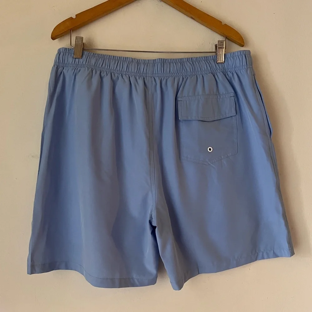 NWT LUCOWEE Mens Swim Trunks with Compression Liner Anti Chafe Sz XL Blue